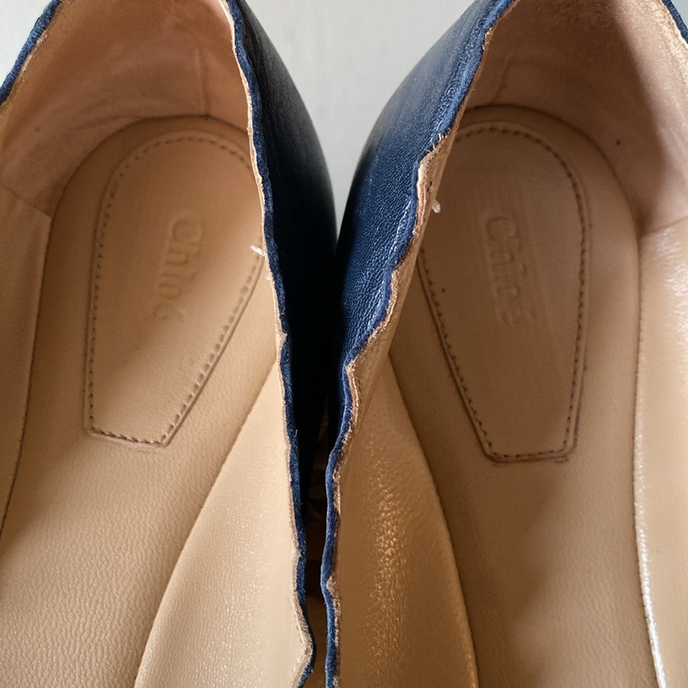 Chloe Scalloped Edge Navy Blue Flats - Picture 9 of 9
